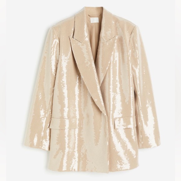 H&M sequined blazer Champagne color NWT - Picture 2 of 7